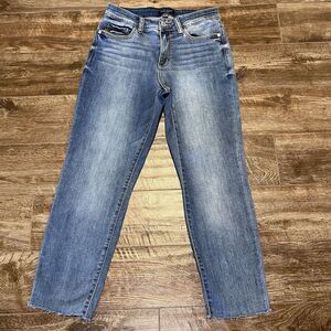 Judy Blue Jeans Women's Size 9|29 Slim Fit Raw Hem High Rise JB82441MD Slimming
